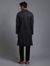 Vastramay Men's Black Cotton Kurta with Pant Set